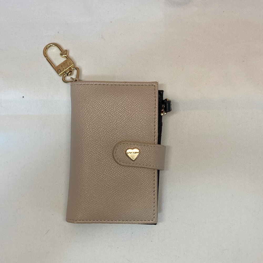 Betsey Johnson Beige Snap Card Case with Gold Accent